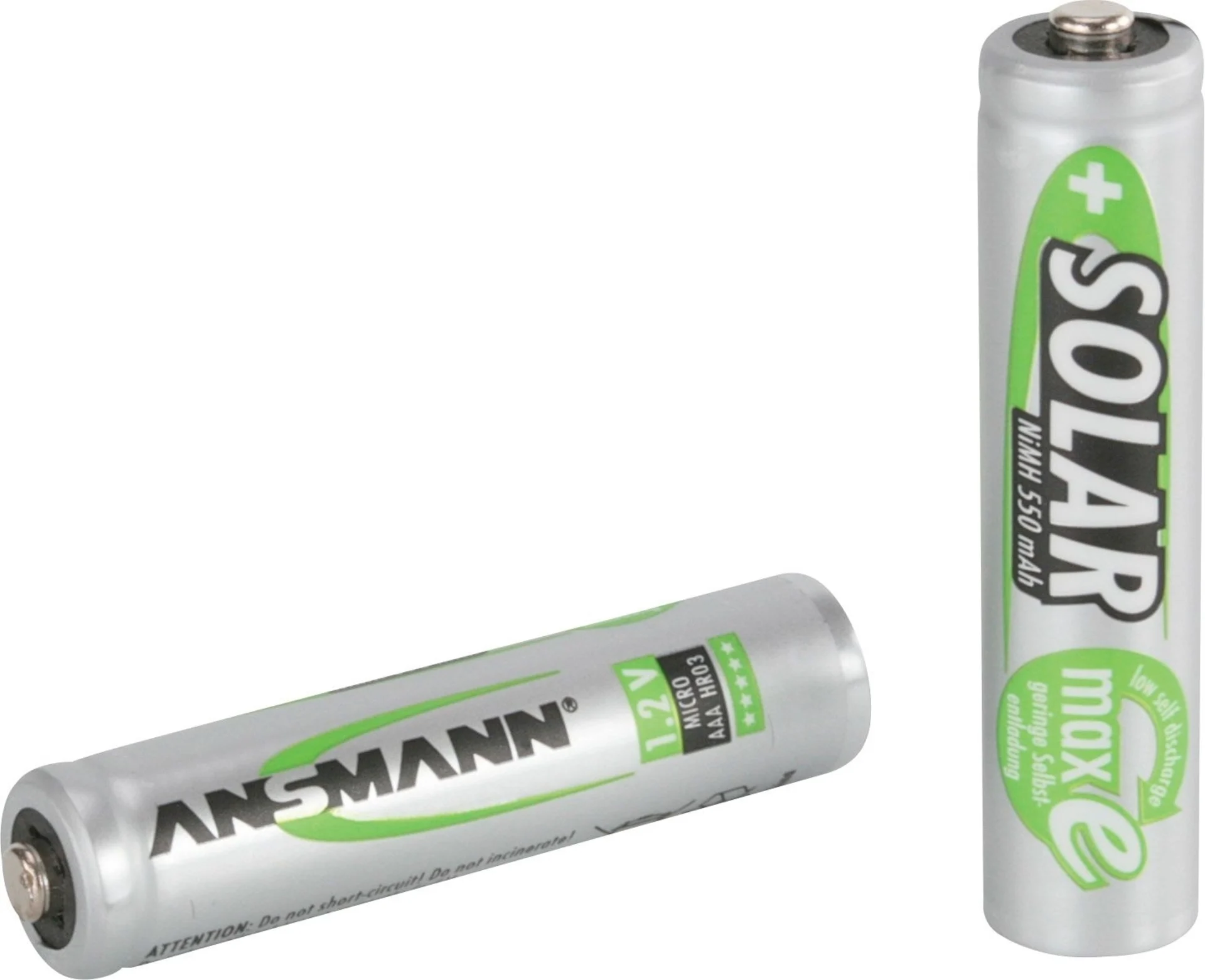 Ansmann Solar Micro AAA 1,2 V / 550 mAh NiMH Akkubatterie Wiederaufladbar (2er Pack)