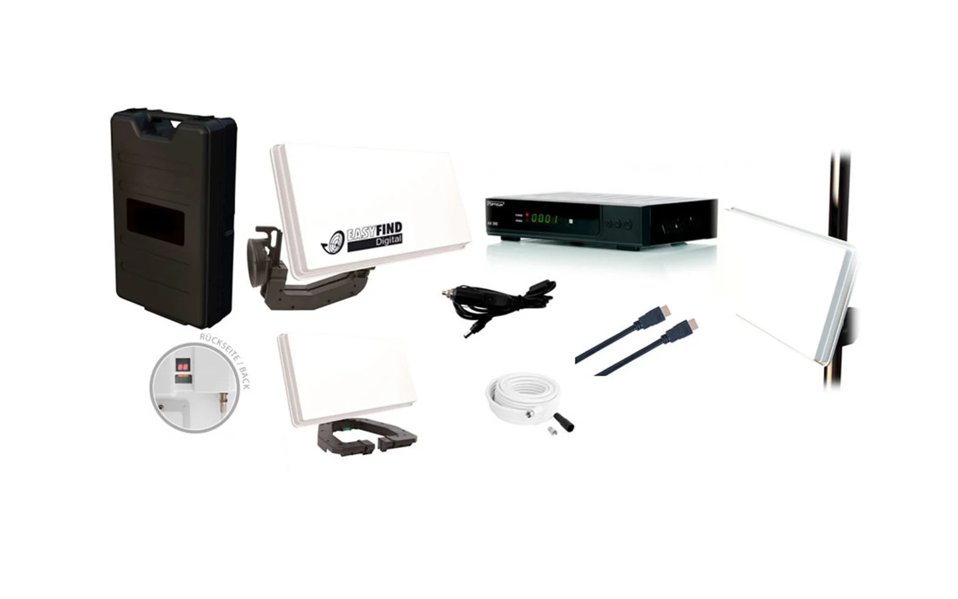 Opticum EasyFind Traveller Kit Sat-Antenne inkl. Full HD-Receiver