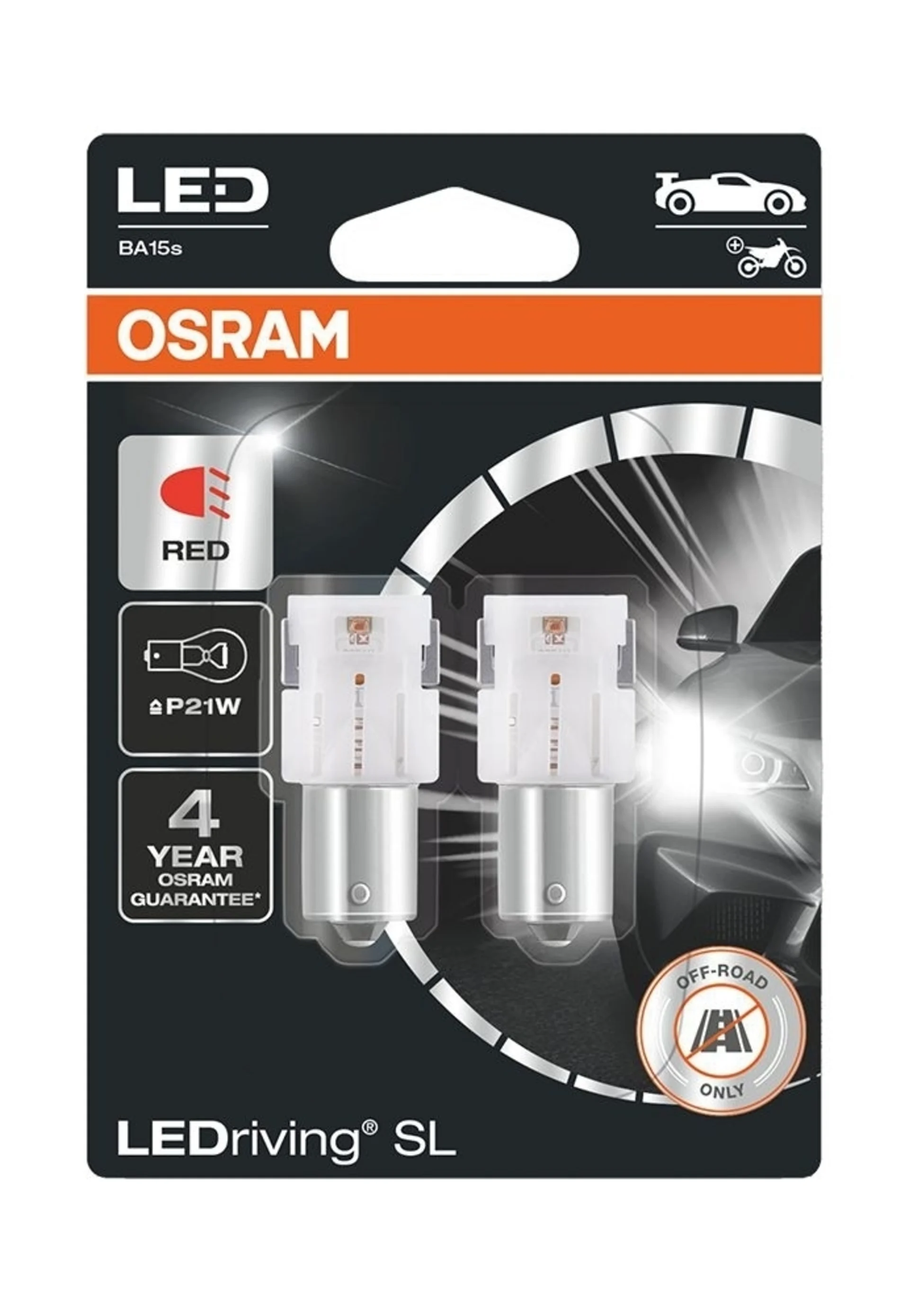 OSRAM - 2 Stk. LED-Lampen P21W 12 V Red