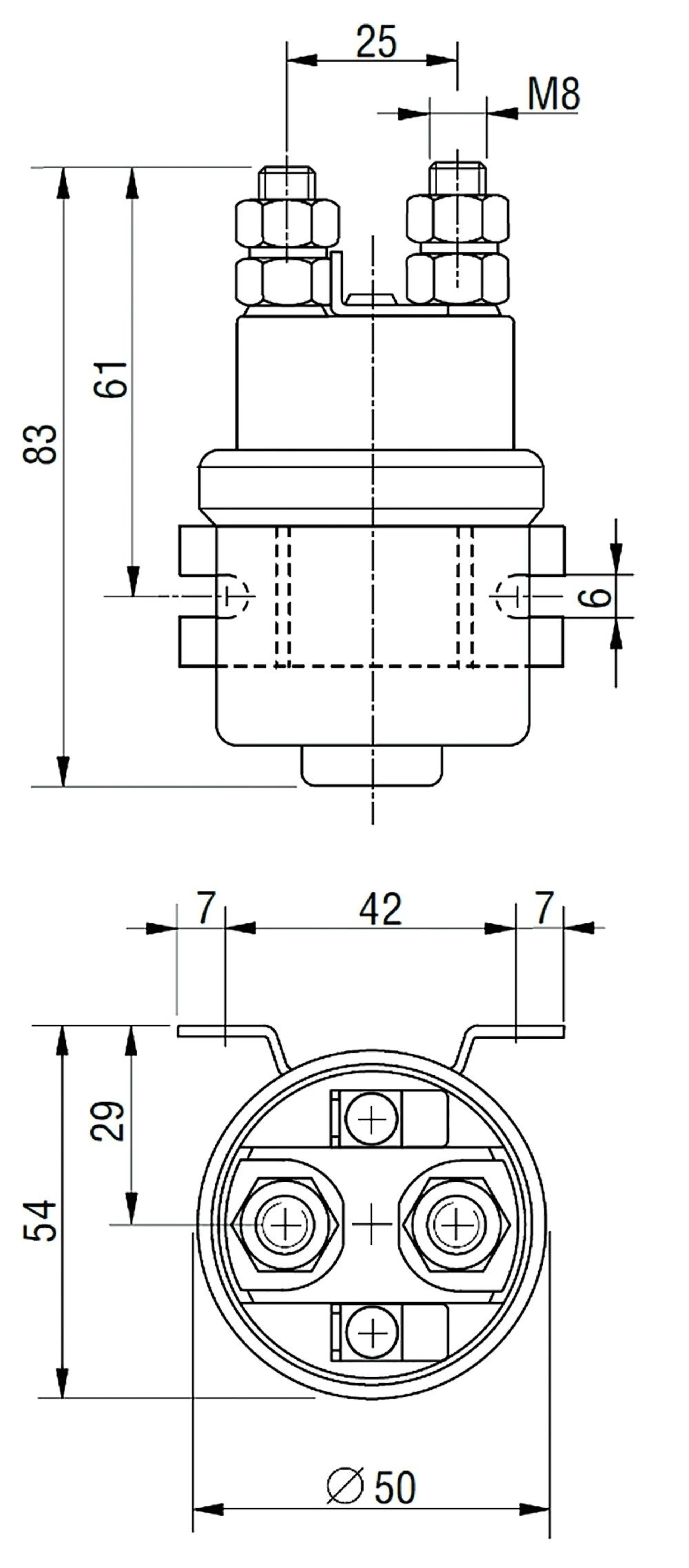 Gleichstromrelais 80 Amp. Dauerbetrieb 12V 80Amp. permanent belastbar