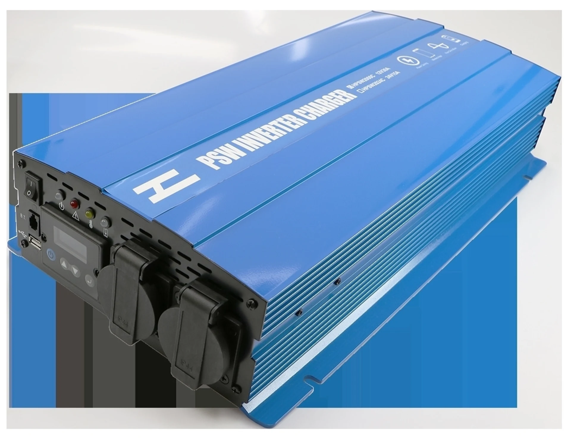 Sinus-Wechselrichter mit LCD Display 12 -> 230 V 2’000 W mit integriertem 30 A Ladegerät und NVS