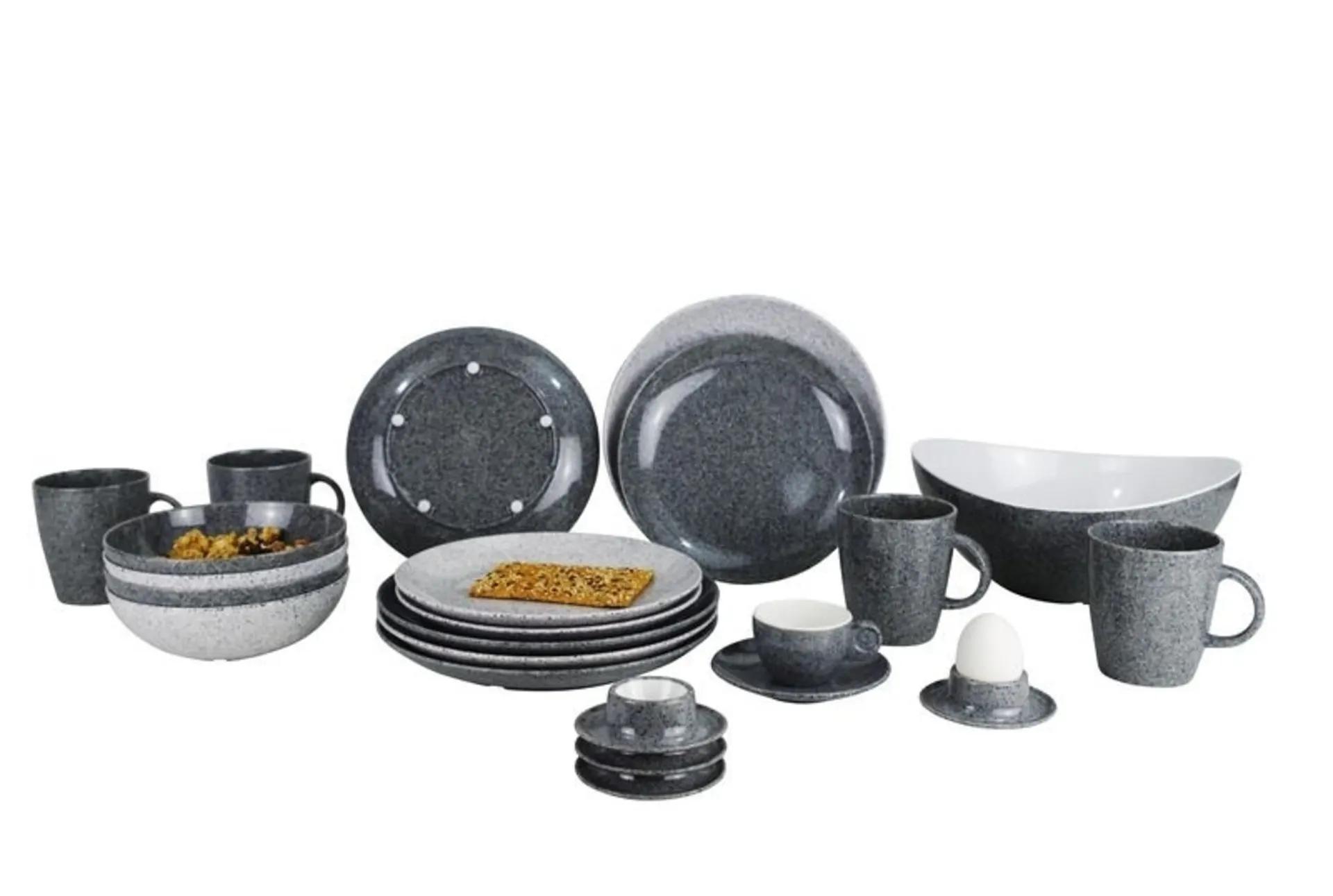 Melamin Geschirr-Set GRANIT, 16-tlg., antirutsch