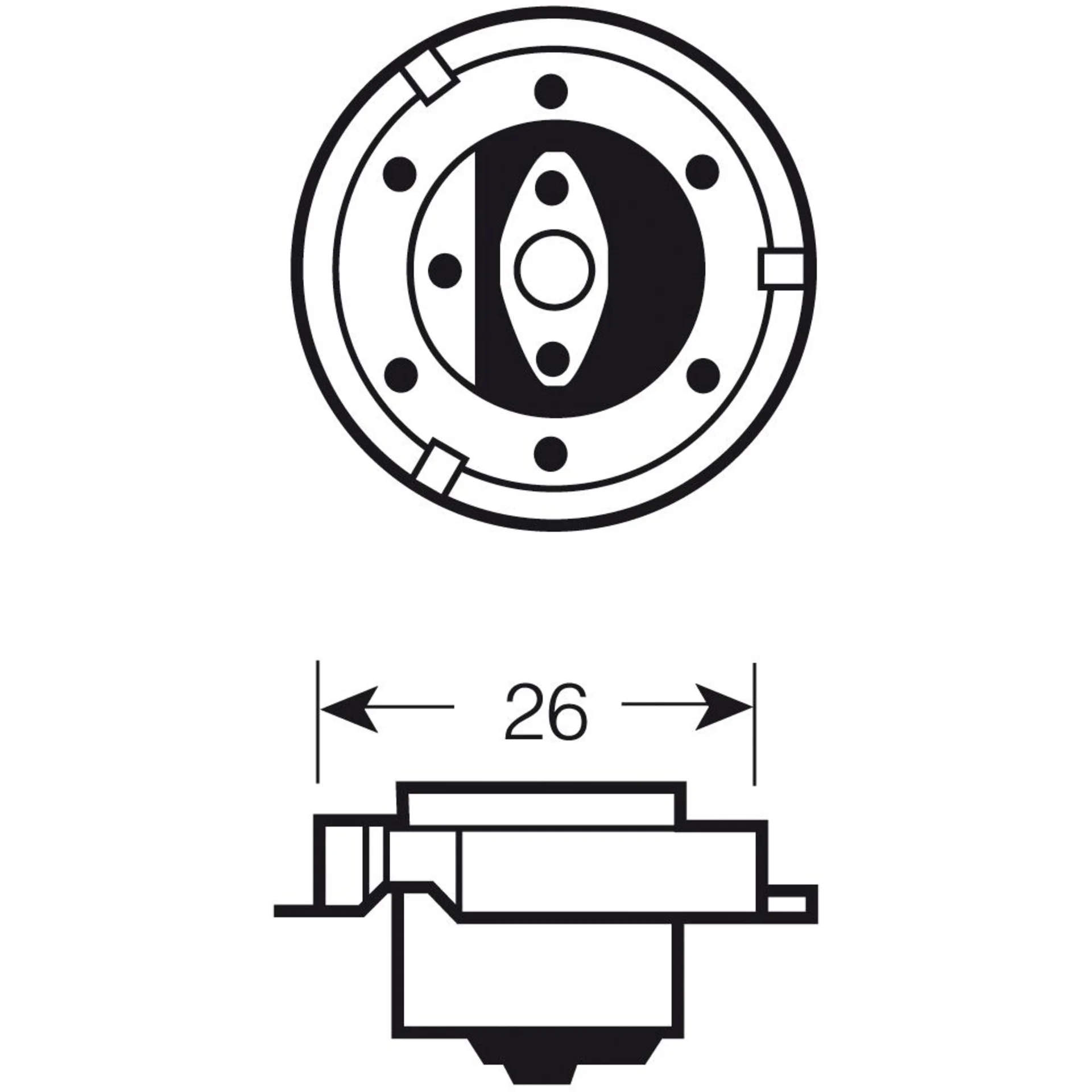 Ampoule pour cyclomoteur P26s 12 V 25 W
