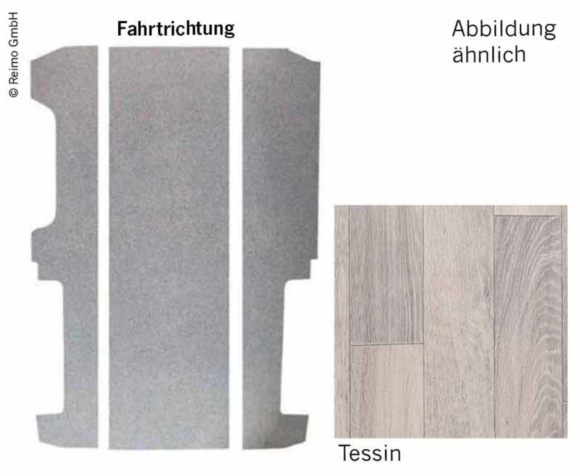 Plaque de plancher VW T6/T5 KR V3000 en 3 parties, 997 mm, décor Tessin, seuil de porte VW