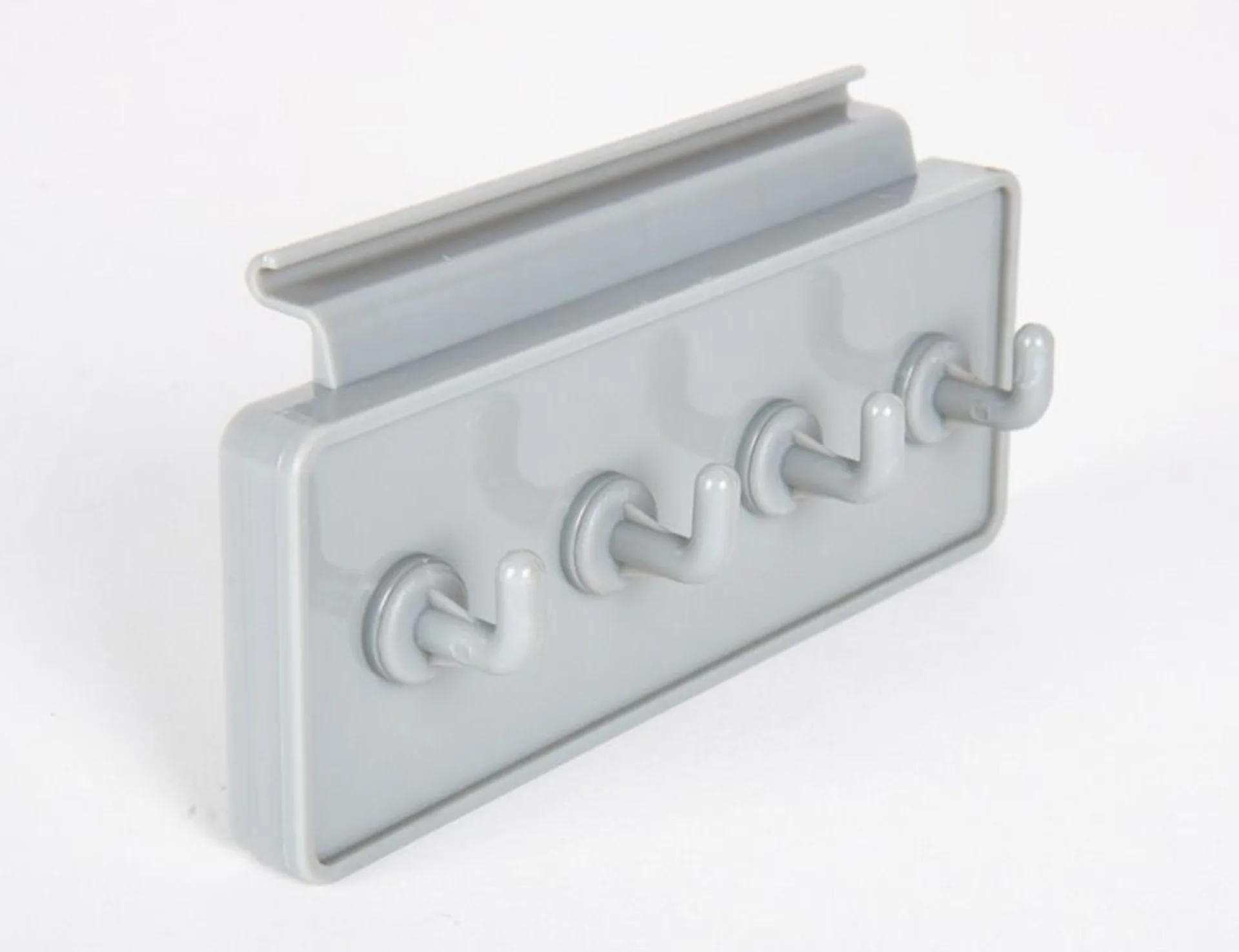Hakenleiste für Kederschiene mit 4 Haken in Grau, L15 x H6 cm