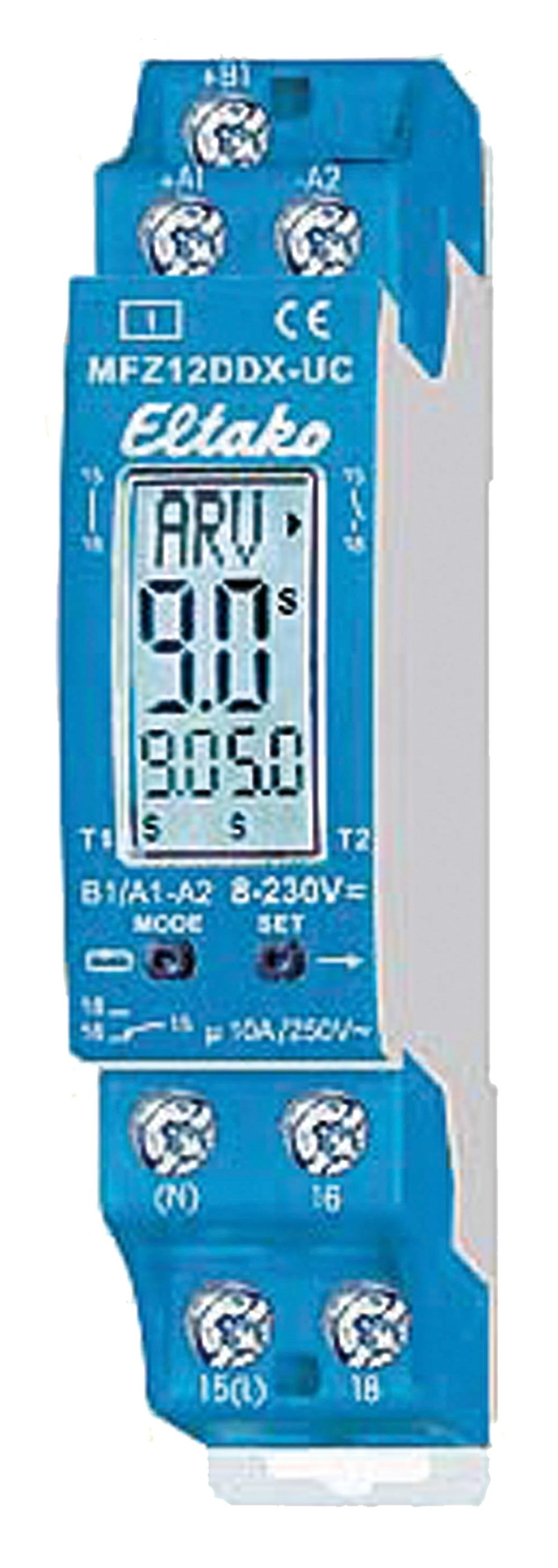 Zeit- und Taktrelais 8 - 230 V 10 A universal Ein-Ausschaltverzögerung + Taktgeber 0.1 s - 99 h, 86 x 17.5 mm