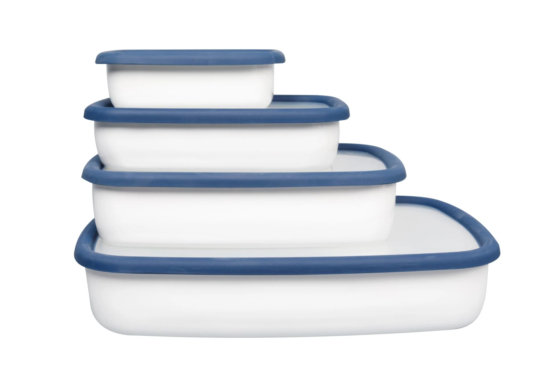 HoneyWare Flache Emaille Frischhaltedose S flach 0,42 Liter blau