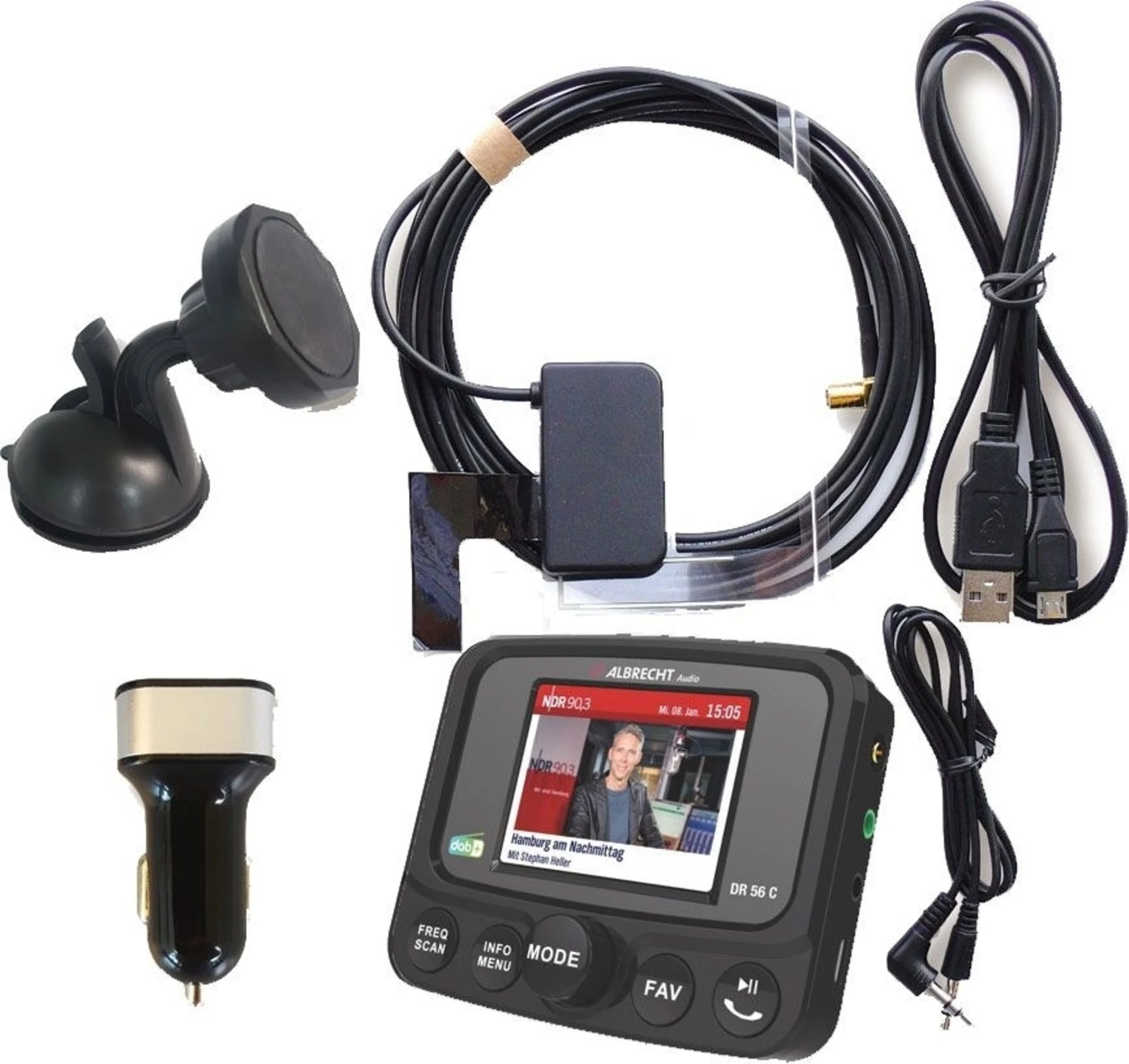 Albrecht DR56 C DAB+ Autoradio-Adapter mit Farbdisplay