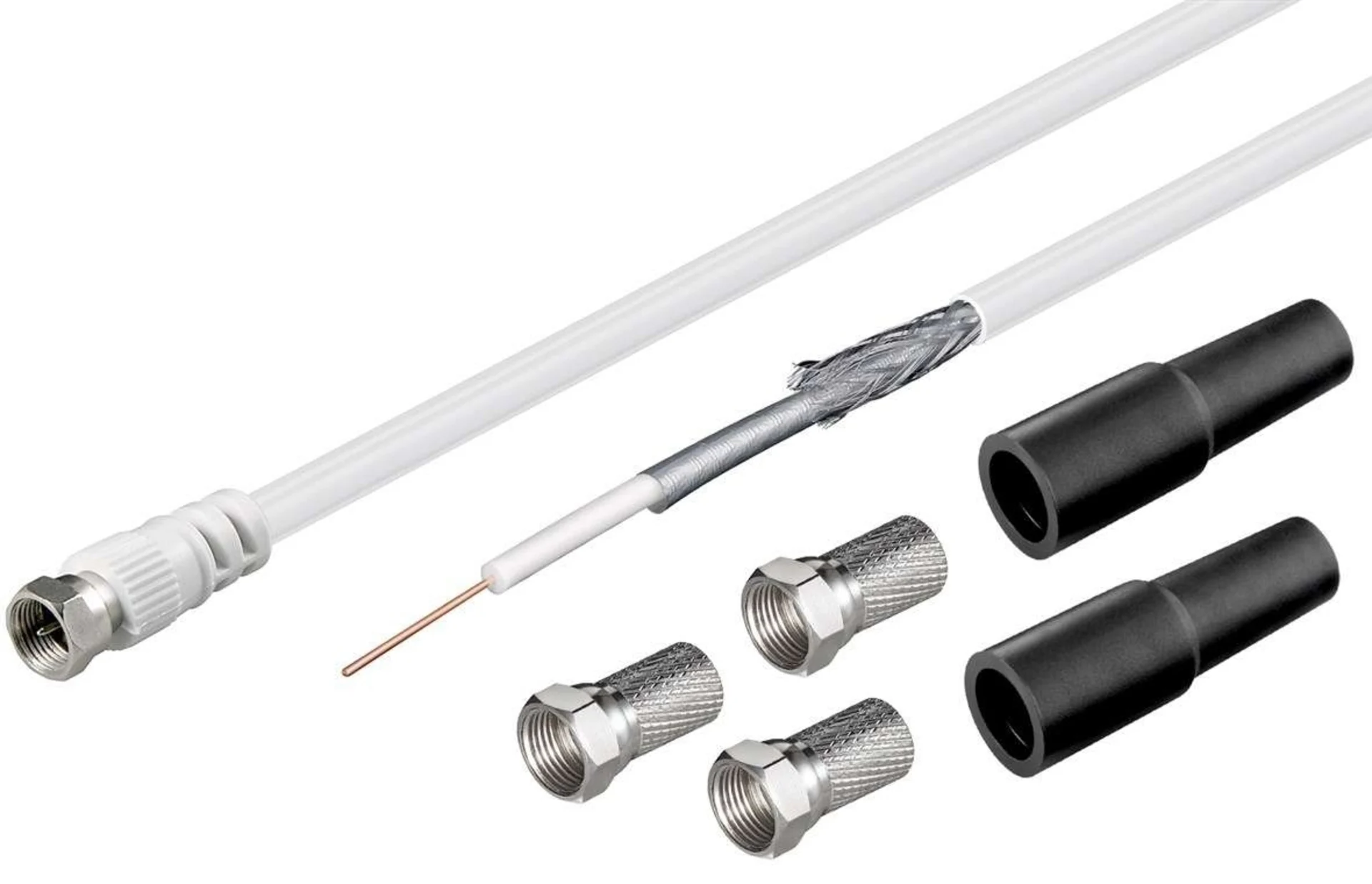 Kit de câbles d'antenne coaxiaux Goobay 100 dB avec câble de raccordement LNB 10 m