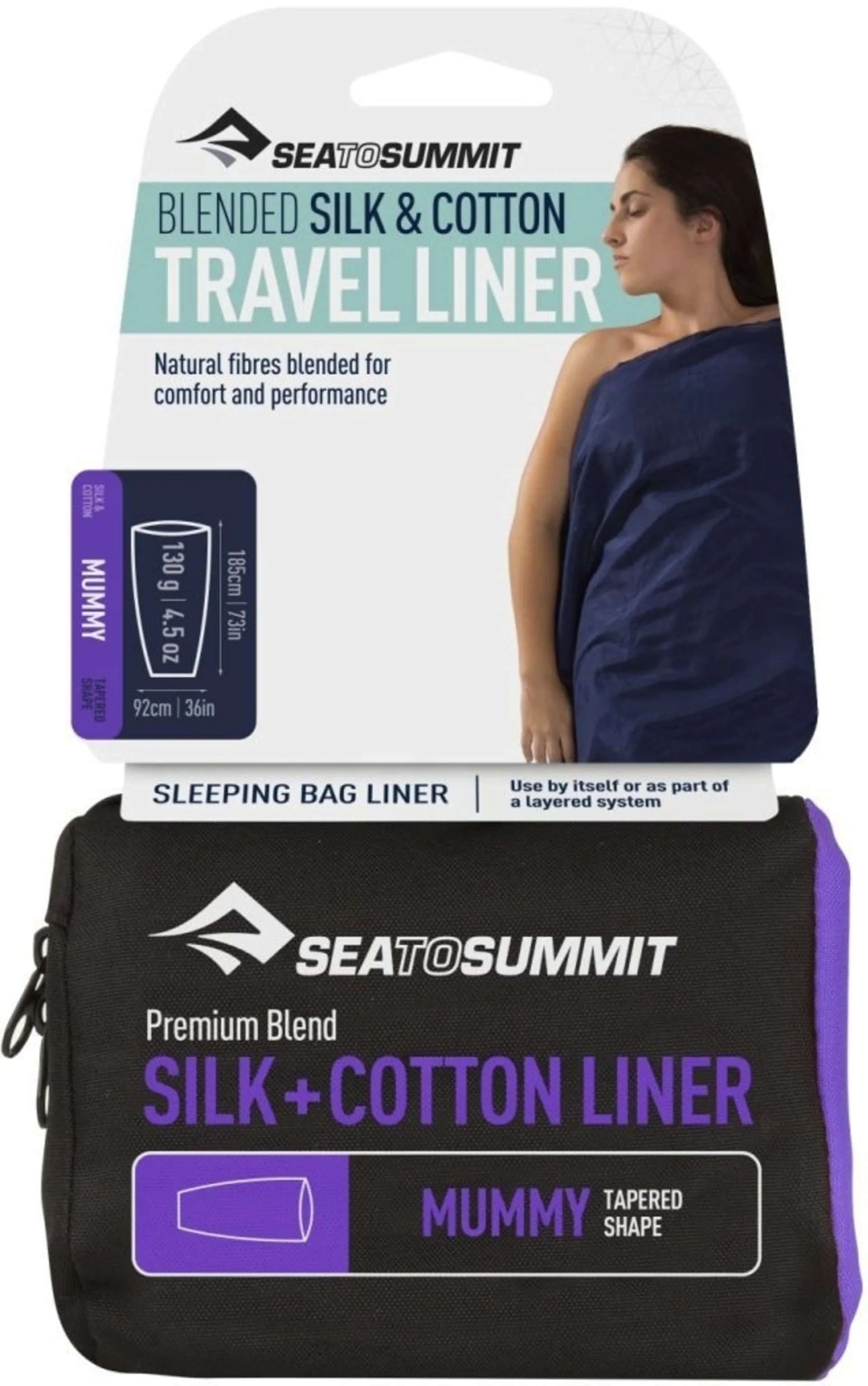 Sea to Summit Silk/Cotton Travel Liner Sac de couchage de voyage Inlett Mummy Navy blue
