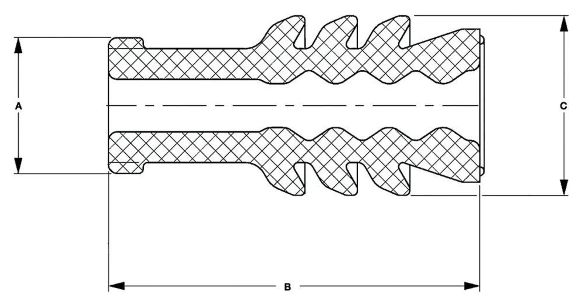 Einzeladerdichtung zu Metri-Pack 150, rot A=3.2mm, B=7.2mm, C=5.5mm, 2.0-2.5mm2