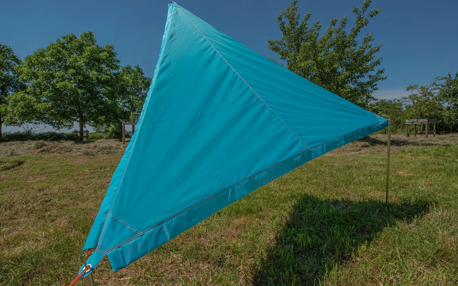 Bent Sonnensegel Zip-Protect Canvas Single mit Reißverschluss-Abdeckklappen türkis/RV orange