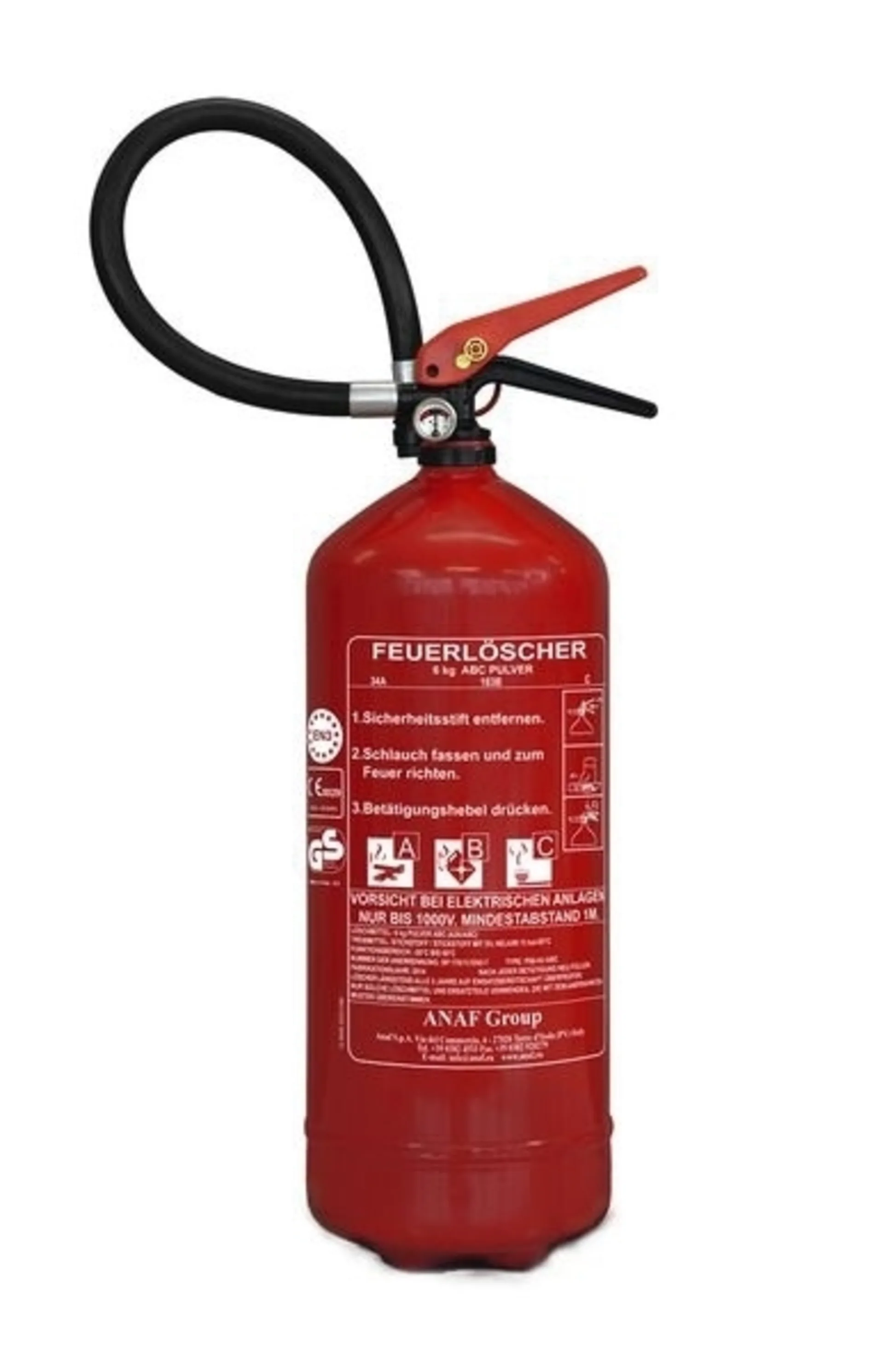ABC Feuerlöscher mit Druckanzeige - 6 KG für Dauercamper