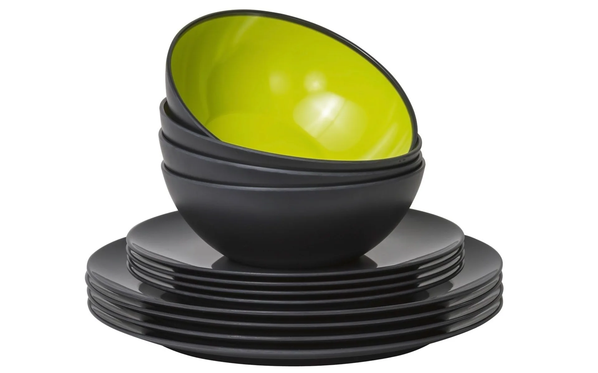Gimex Melamin Grey-Line Geschirr-Set 12 tlg.